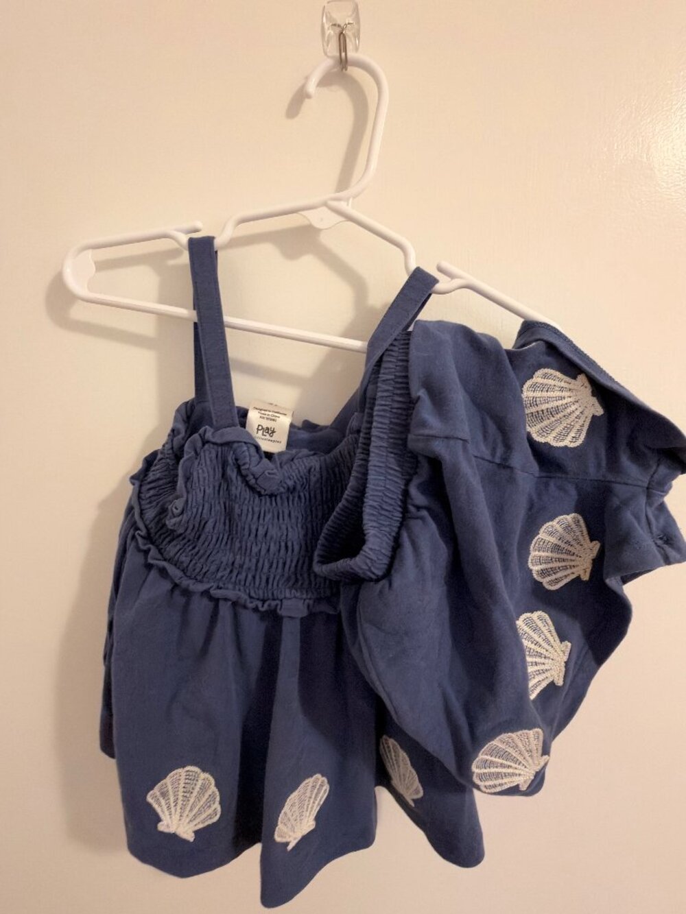 Play Little Sleepies Bamboo Smocked Tank Shorts Set Seashell Cove Navy 2T
